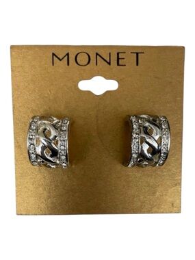 NWT Monet Rhinestone Accented Silver Post Earrings